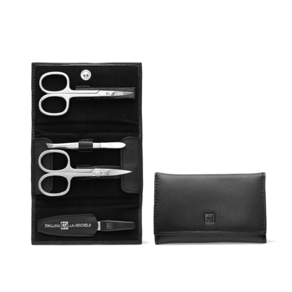 Zwilling Classic 4-PC Manicure Set Scissors Tweezers Nail File Leather Case New - Picture 6 of 6